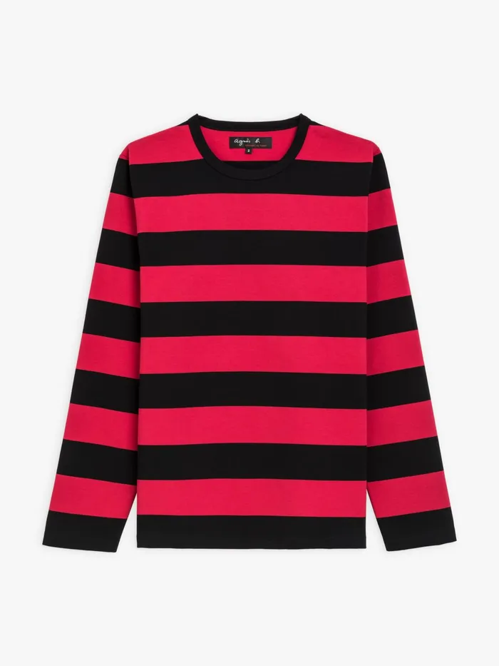 Agns B Tshirts and Polo Shirts MenWomen Black And Red Coulos Tshirt With Wide Stripes