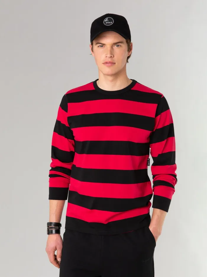 Agns B Tshirts and Polo Shirts MenWomen Black And Red Coulos Tshirt With Wide Stripes