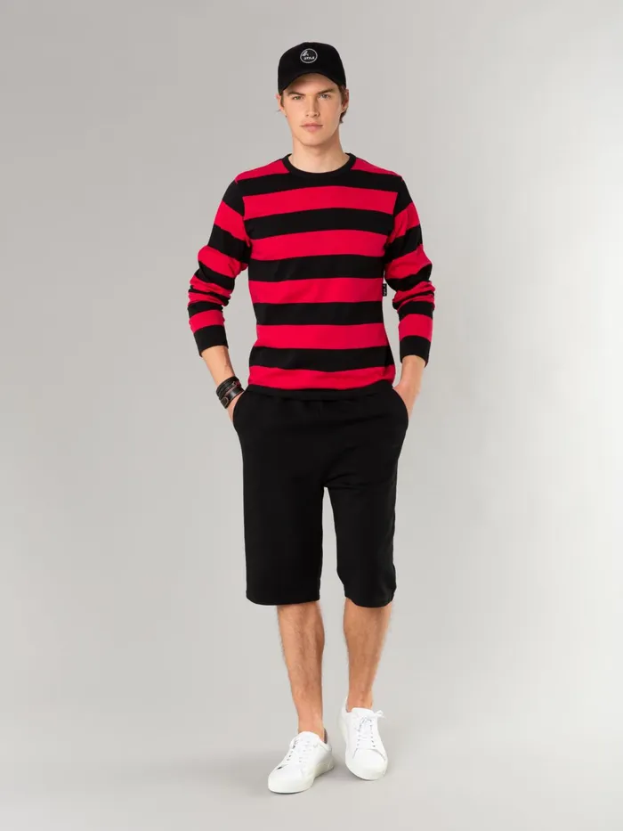 Agns B Tshirts and Polo Shirts MenWomen Black And Red Coulos Tshirt With Wide Stripes