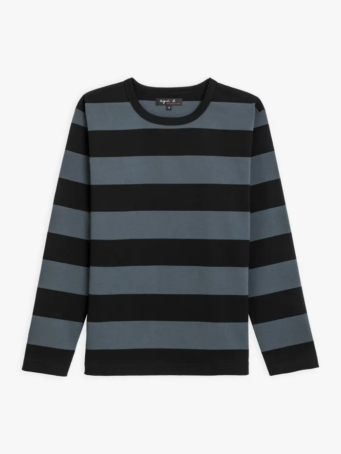 Agns B Tshirts and Tank Tops Women Black And Anthracite Cool Tshirt With Wide Stripes Agns B Tshirts and Tank Tops Women Black And Anthracite Cool Tshirt With Wide Stripes