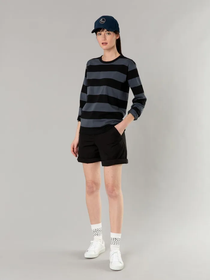 Agns B Tshirts and Tank Tops Women Black And Anthracite Cool Tshirt With Wide Stripes