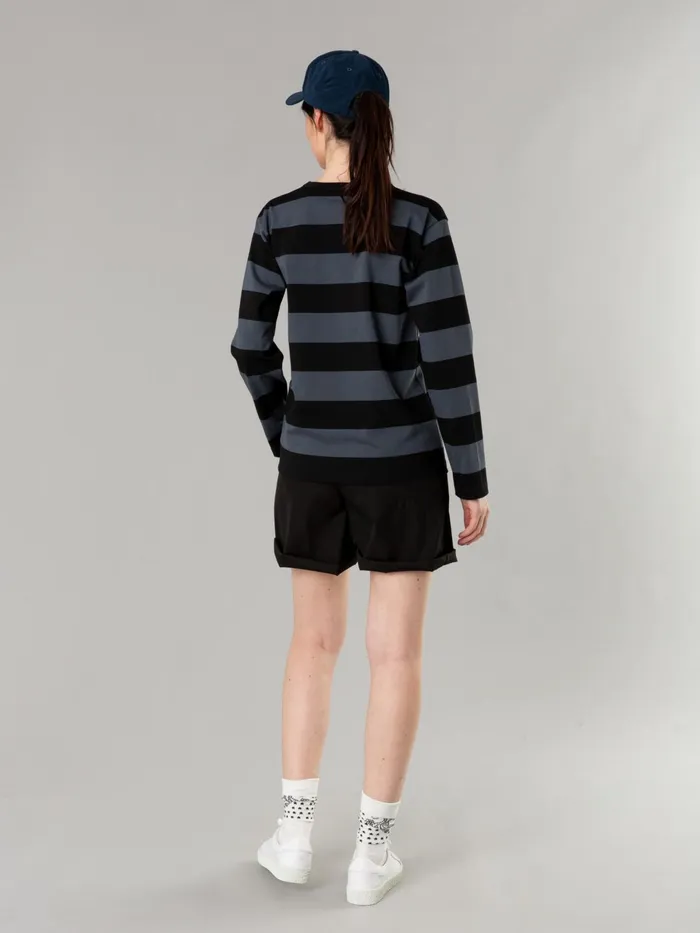 Agns B Tshirts and Tank Tops Women Black And Anthracite Cool Tshirt With Wide Stripes