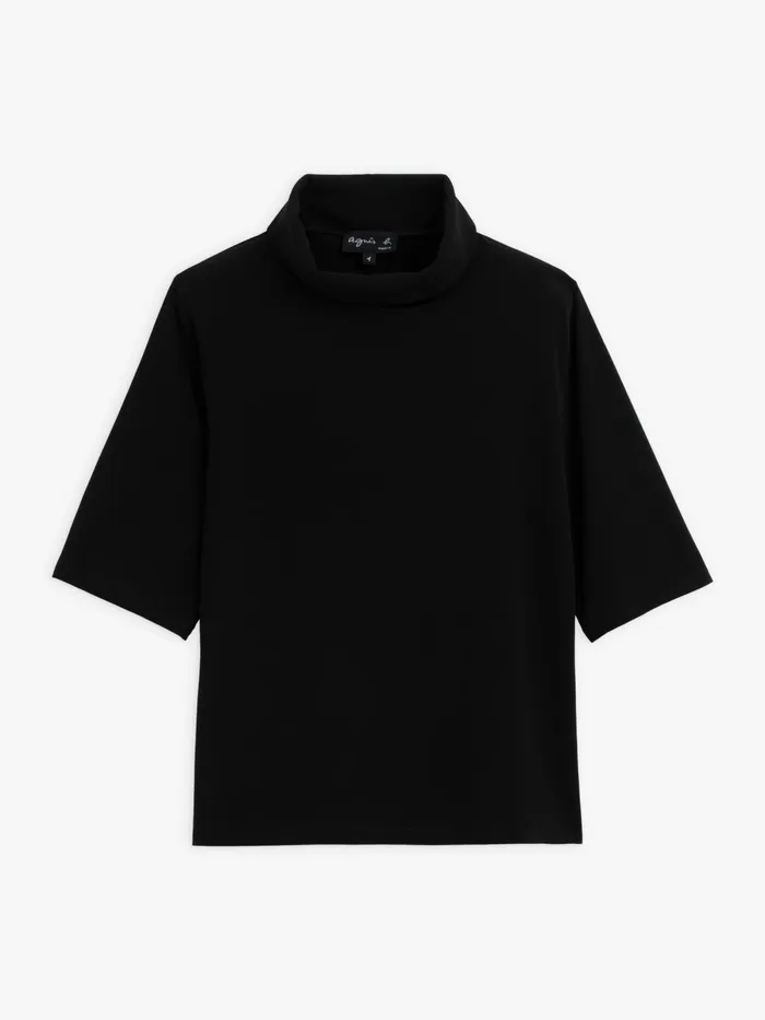 Agns B Tshirts and Tank Tops Women Black High Neck Moree Top