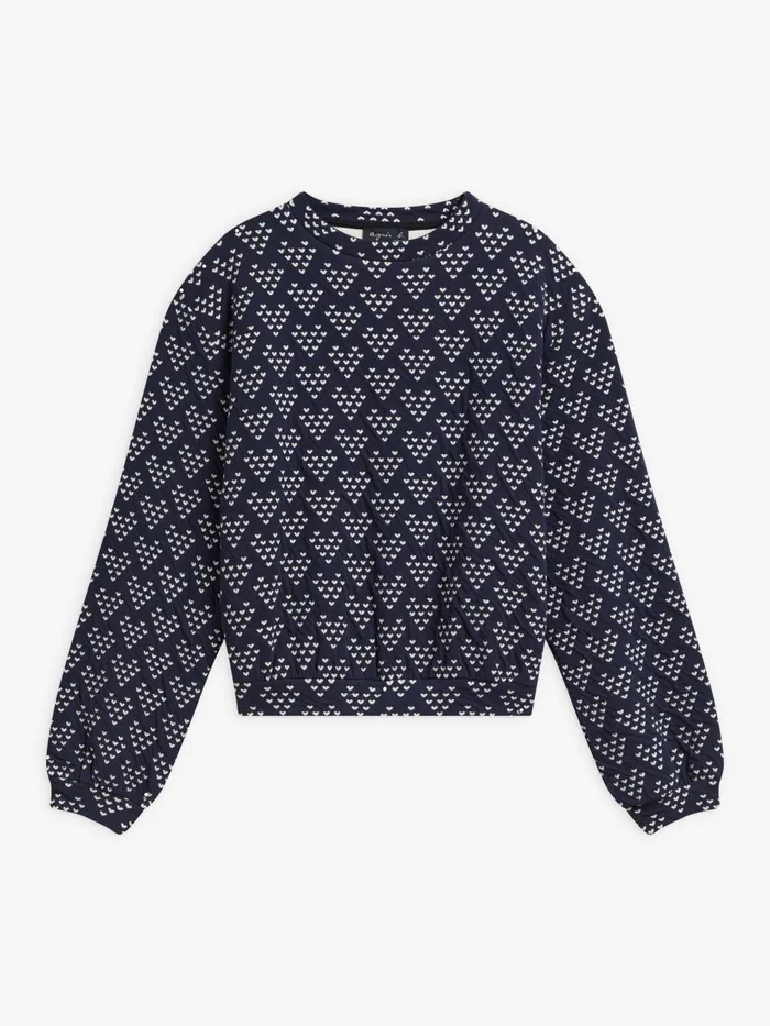 Agns B Tshirts and Tank Tops Women Blue Cotton Jersey Jacquard Loli Sweatshirt