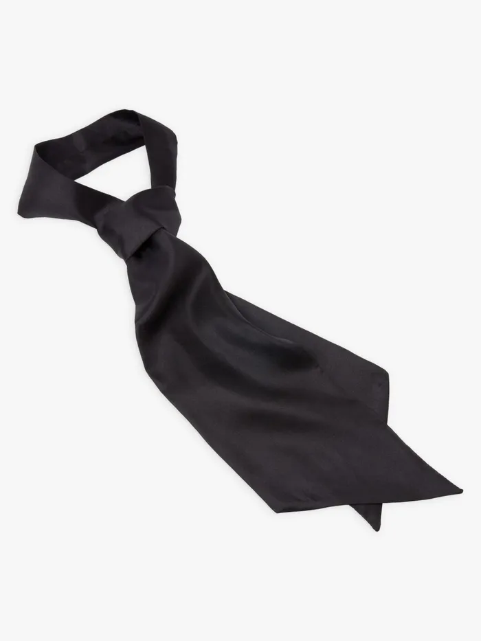 Agns B Ties and Bow Ties Men Black Silk Ascot Tie
