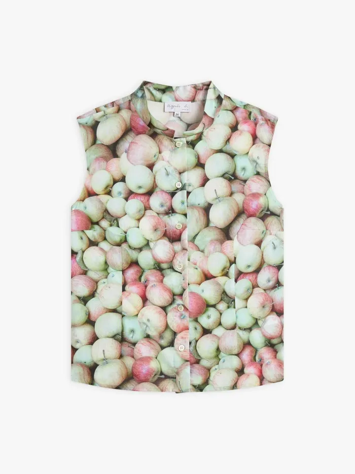 Agns B Tops and Shirts Women Cotton Apple Print Shirt
