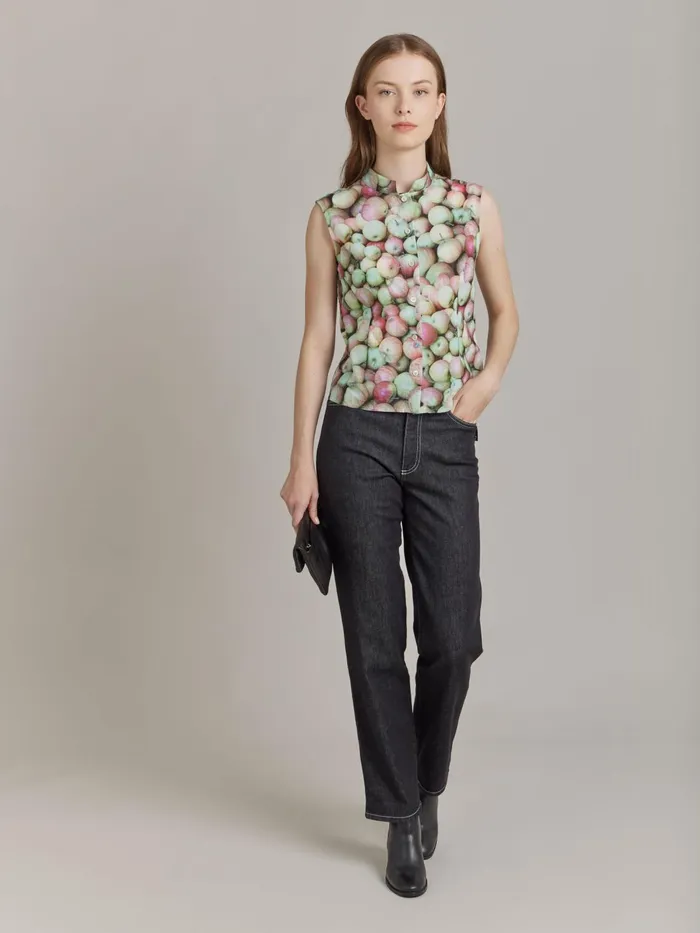 Agns B Tops and Shirts Women Cotton Apple Print Shirt
