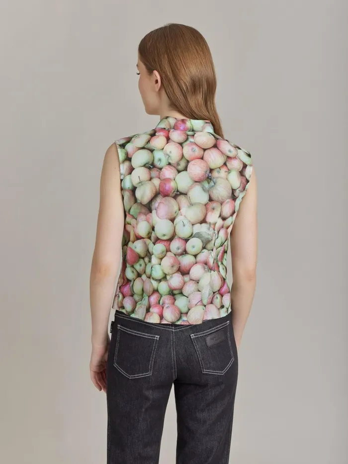 Agns B Tops and Shirts Women Cotton Apple Print Shirt
