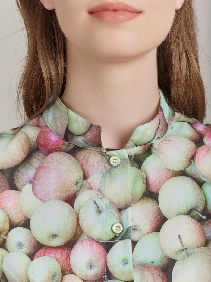 Agns B Tops and Shirts Women Cotton Apple Print Shirt