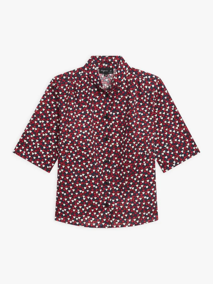 Agns B Tops and Shirts Women Cotton Heart Print Ginette Shirt