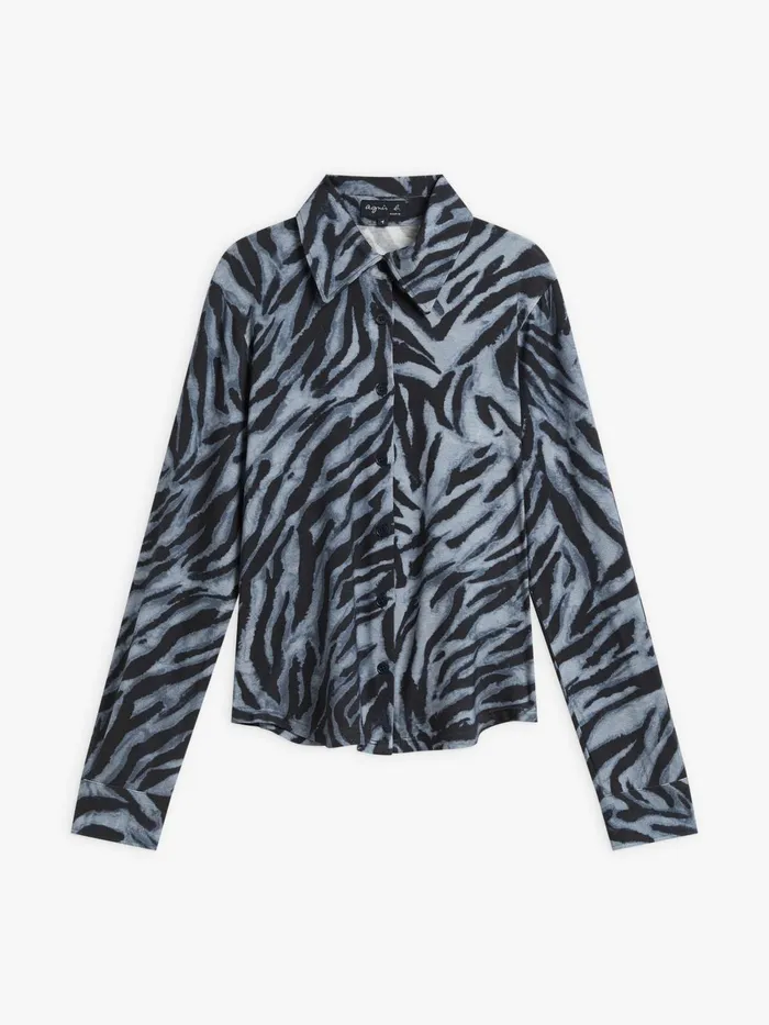 Agns B Tops and Shirts Women Grey Jersey Zebra Print Boys Boys Shirt