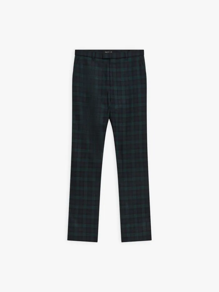 Agns B Trousers and Jeans Women Green Wool Checked Fergie Trousers