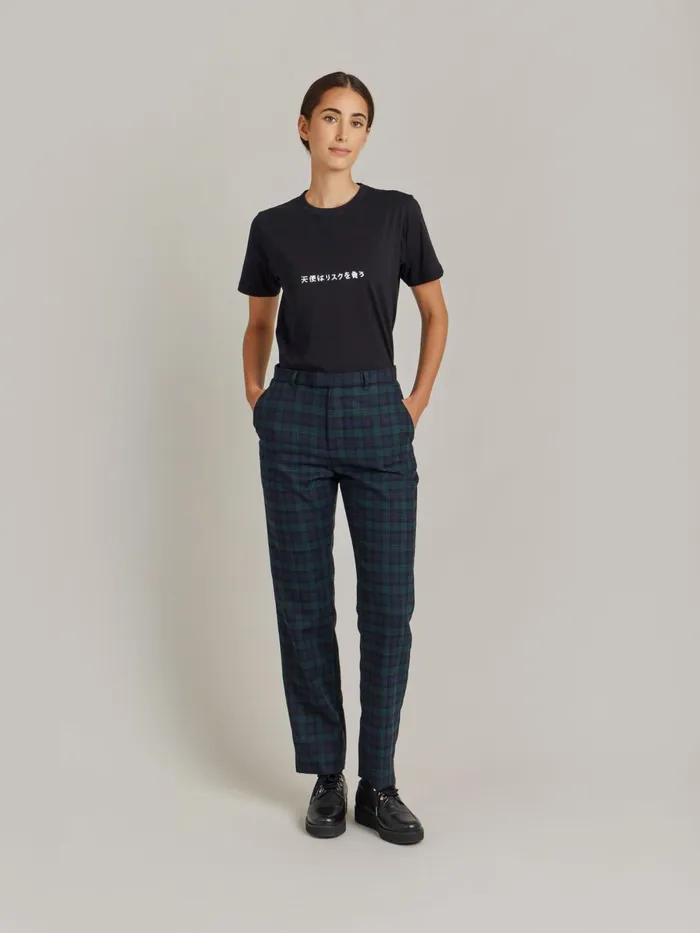 Agns B Trousers and Jeans Women Green Wool Checked Fergie Trousers