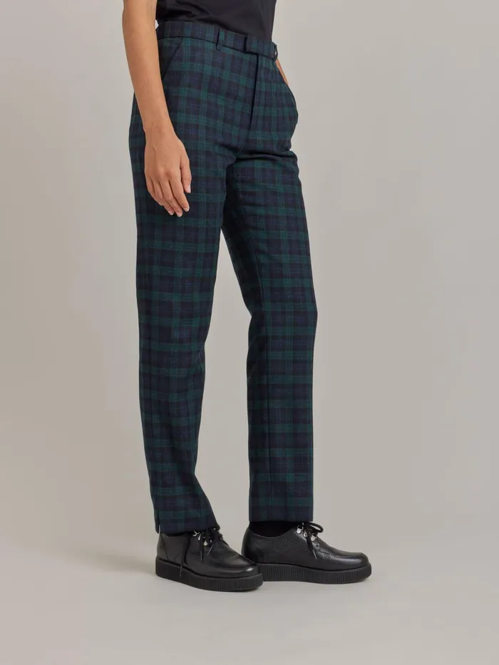 Agns B Trousers and Jeans Women Green Wool Checked Fergie Trousers