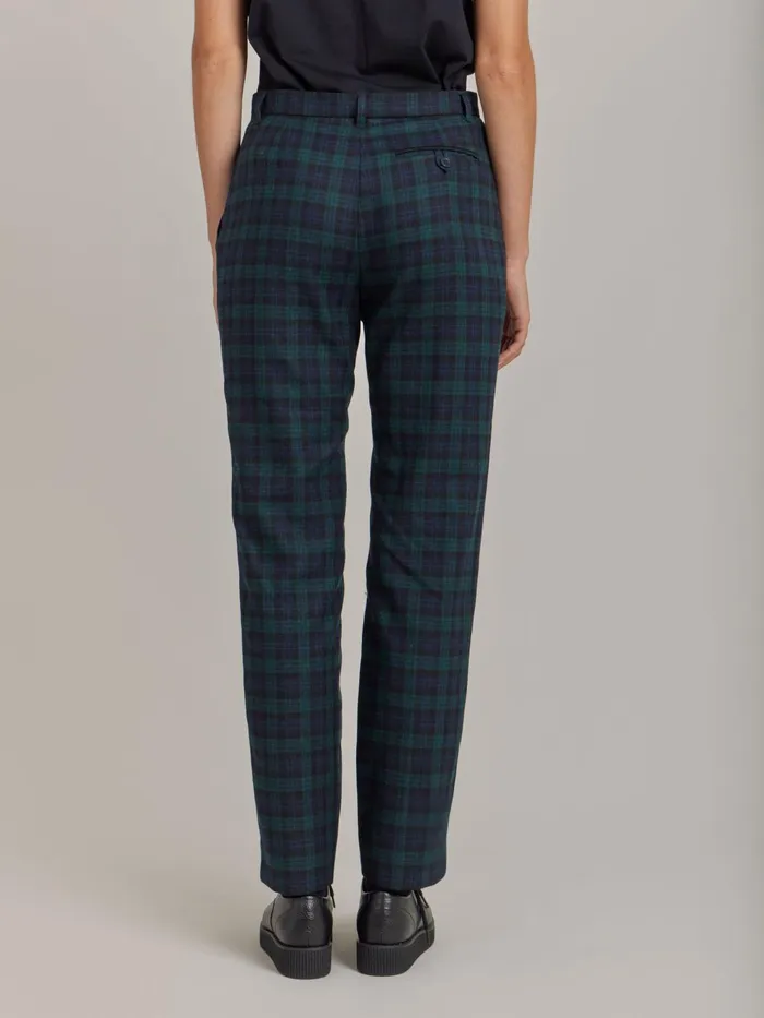 Agns B Trousers and Jeans Women Green Wool Checked Fergie Trousers
