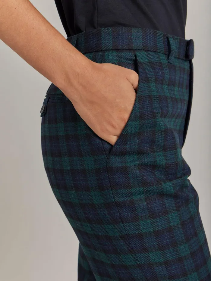 Agns B Trousers and Jeans Women Green Wool Checked Fergie Trousers