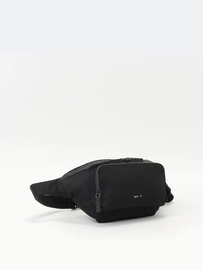 Agns B Waist Bags Men Black Nylon Bum Bag With Front Pocket