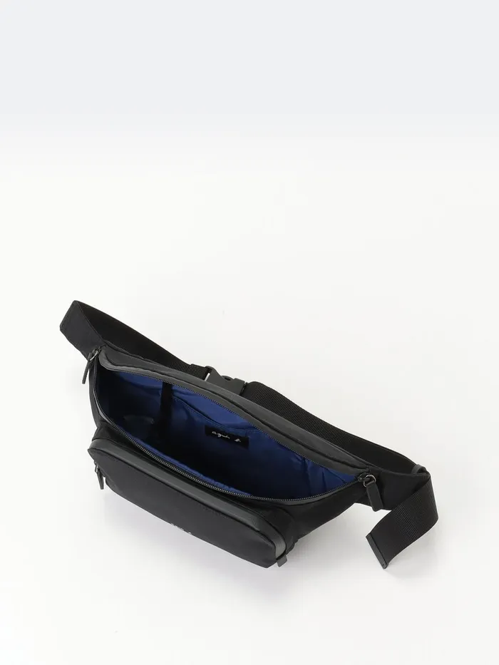 Agns B Waist Bags Men Black Nylon Bum Bag With Front Pocket