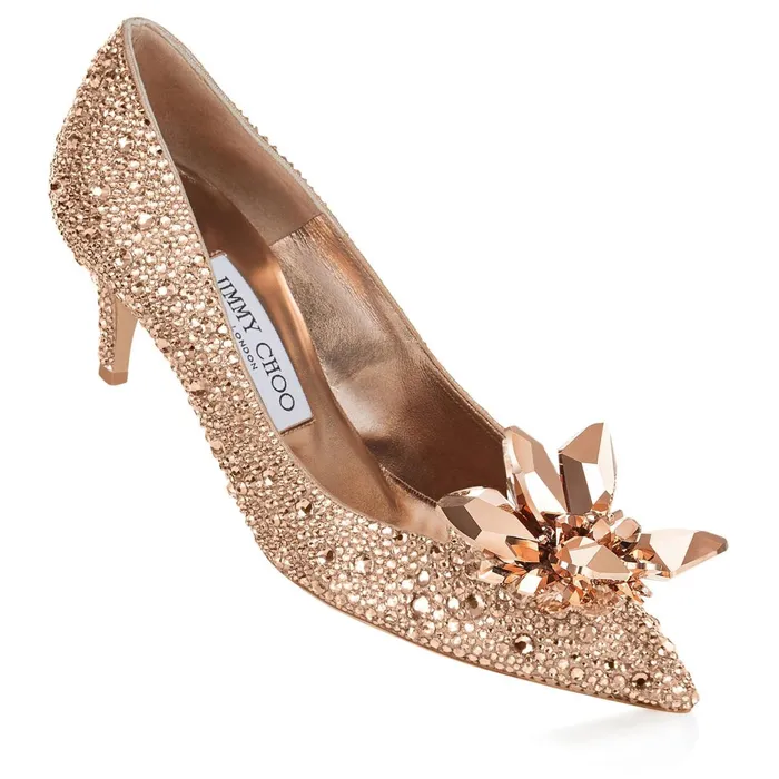 Allure Rose Gold Crystal Covered Pointy Toe Pumps Rose Gold Women JIMMY CHOO Pumps