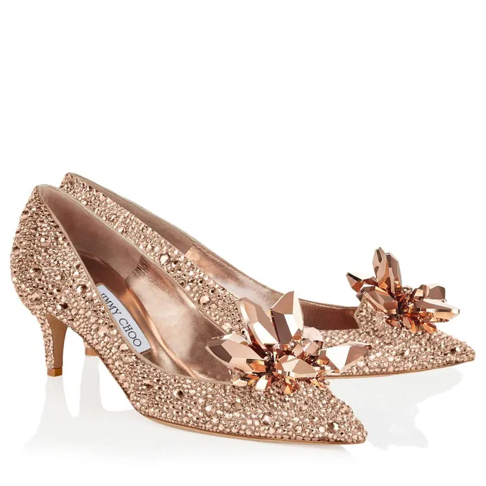 Allure Rose Gold Crystal Covered Pointy Toe Pumps Rose Gold Women JIMMY CHOO Pumps
