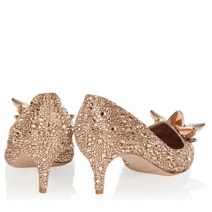 Allure Rose Gold Crystal Covered Pointy Toe Pumps Rose Gold Women JIMMY CHOO Pumps