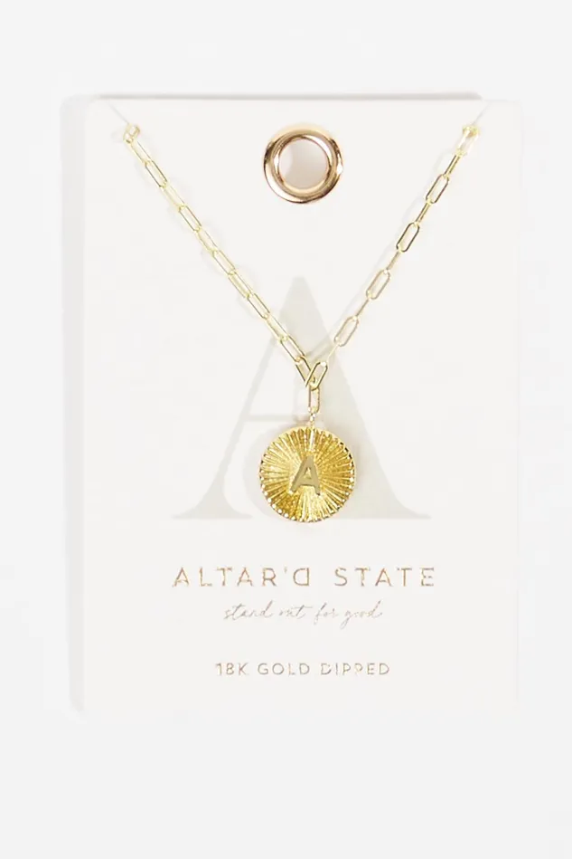 Altar039d State 18K Gold Paperclip Burst Monogram Pendant Necklace 8211 A Women Jewelry