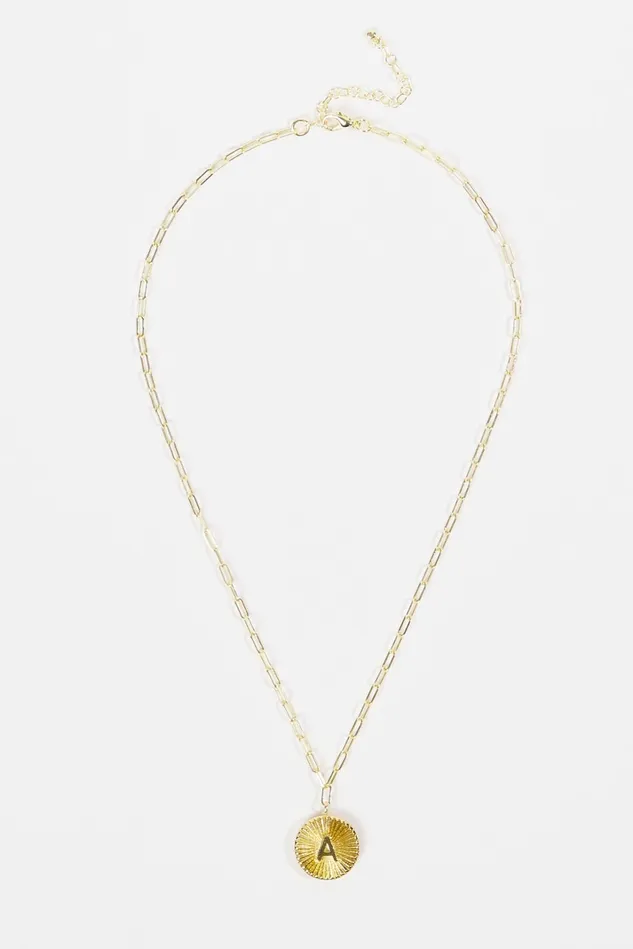 Altar039d State 18K Gold Paperclip Burst Monogram Pendant Necklace 8211 A Women Jewelry