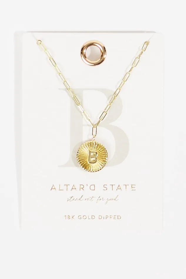 Altar039d State 18K Gold Paperclip Burst Monogram Pendant Necklace 8211 B Women Jewelry