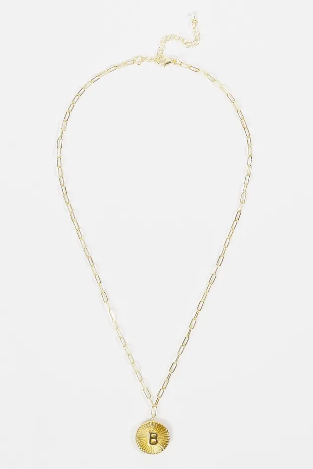 Altar039d State 18K Gold Paperclip Burst Monogram Pendant Necklace 8211 B Women Jewelry