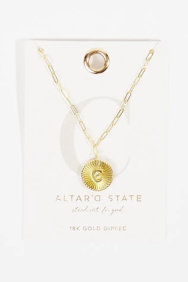 Altar039d State 18K Gold Paperclip Burst Monogram Pendant Necklace 8211 C Women Jewelry