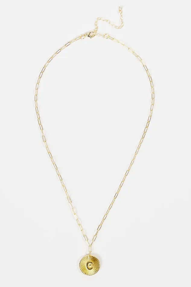 Altar039d State 18K Gold Paperclip Burst Monogram Pendant Necklace 8211 C Women Jewelry