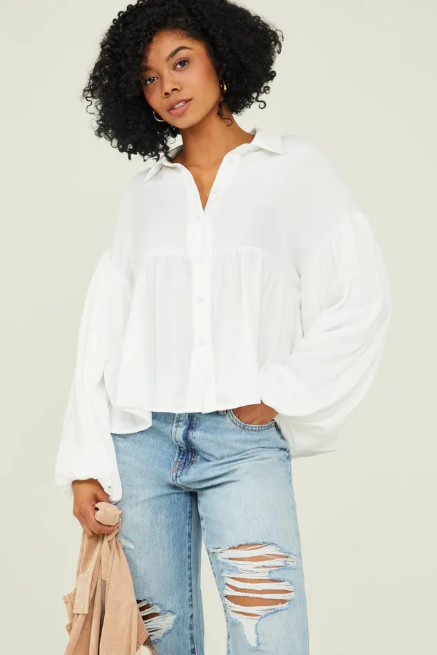 Altar039d State Aria Button Babydoll Top Women Blouses
