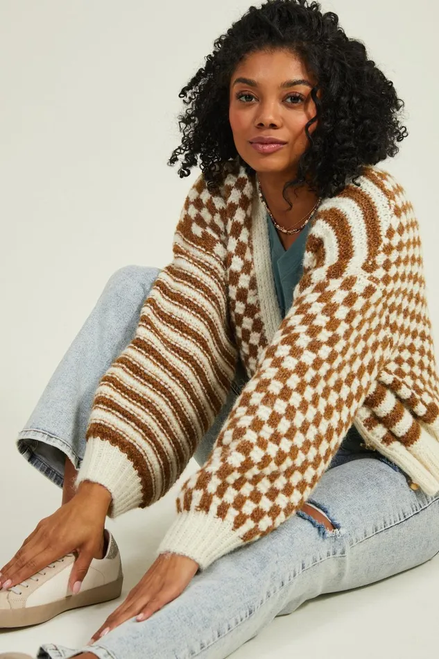 Altar039d State Claudia Checkered Cardigan Women Cardigans