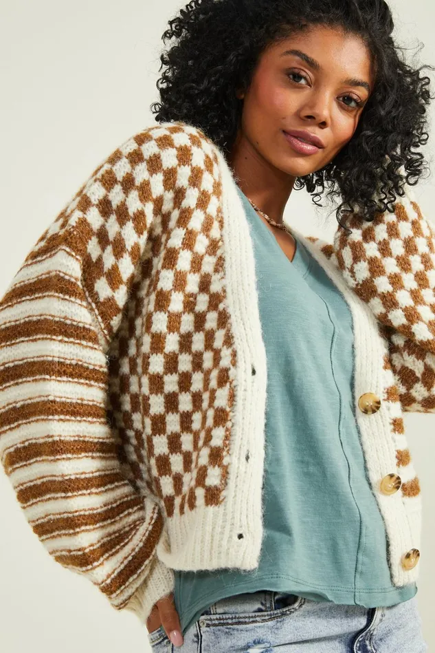 Altar039d State Claudia Checkered Cardigan Women Cardigans
