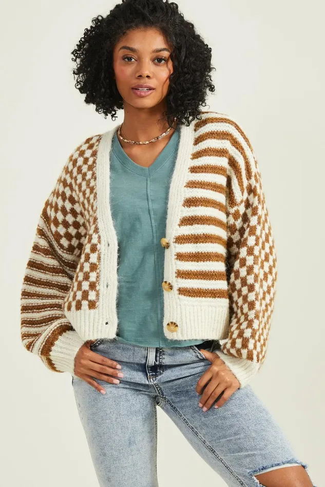 Altar039d State Claudia Checkered Cardigan Women Cardigans