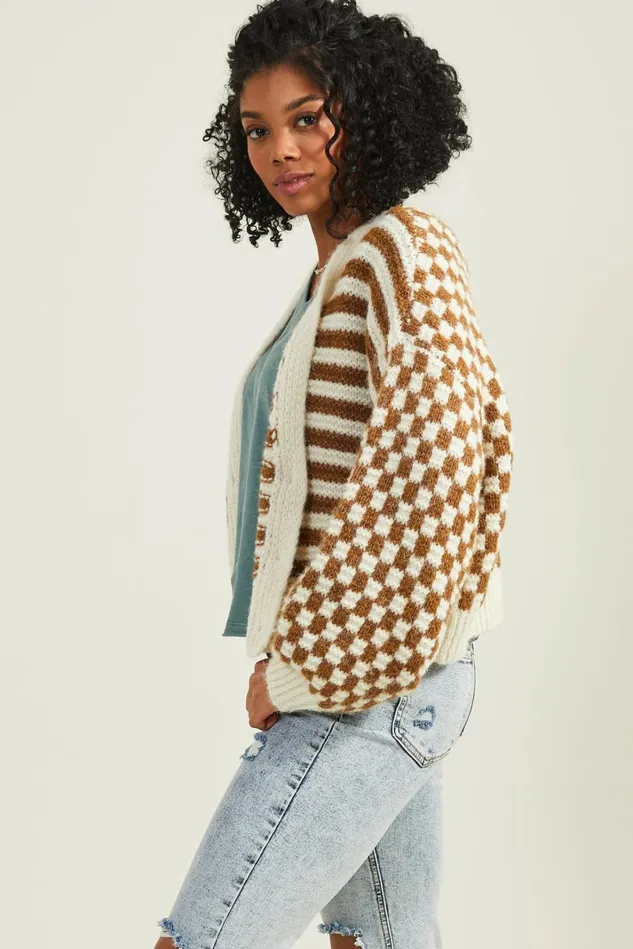 Altar039d State Claudia Checkered Cardigan Women Cardigans