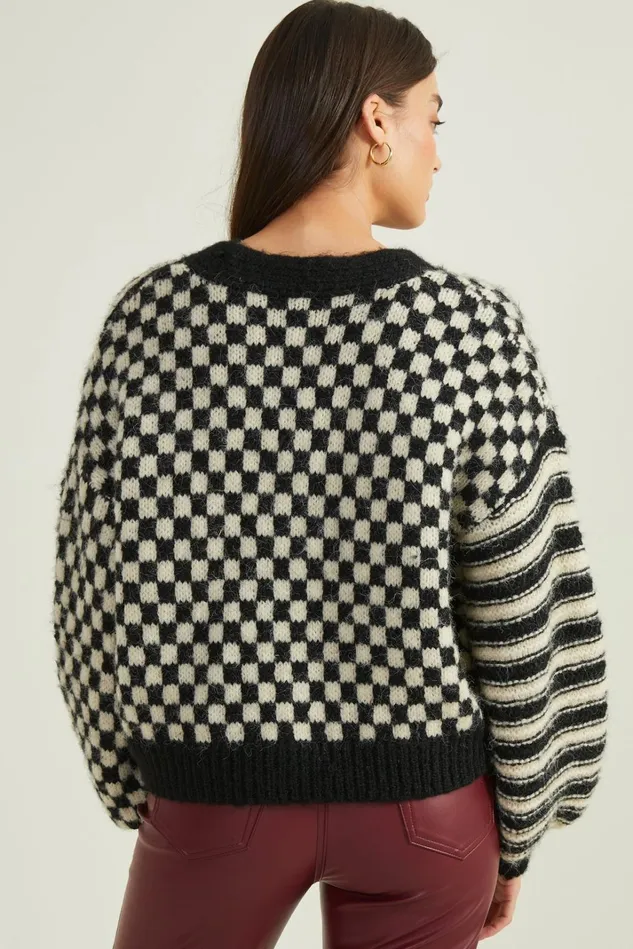 Altar039d State Claudia Checkered Cardigan Women Sweaters
