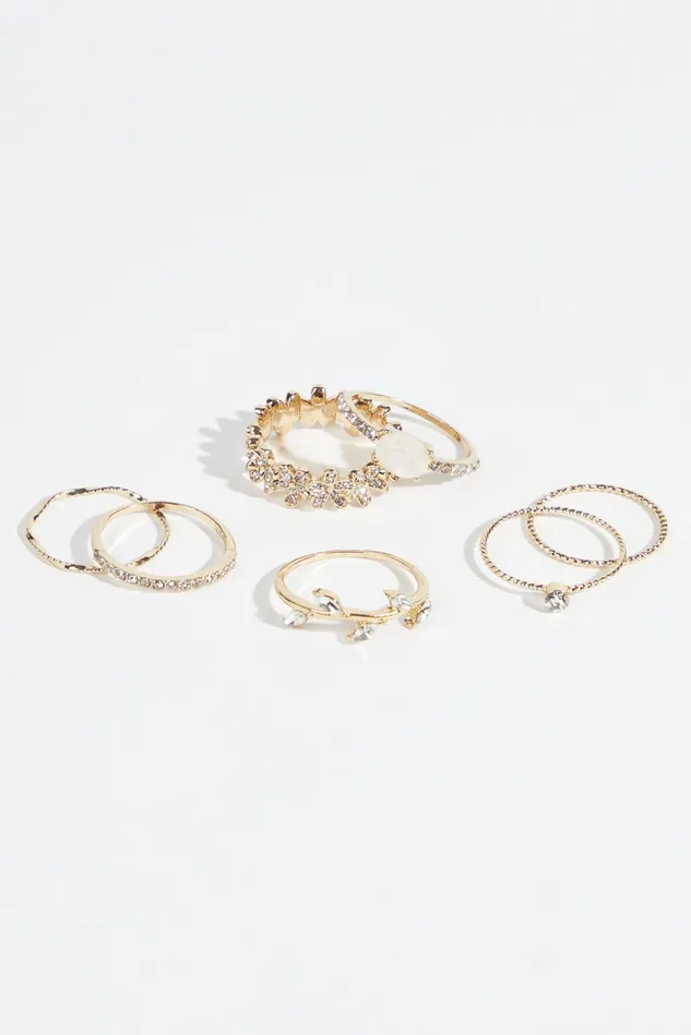Altar039d State Crystal Vine Ring Set Women Jewelry