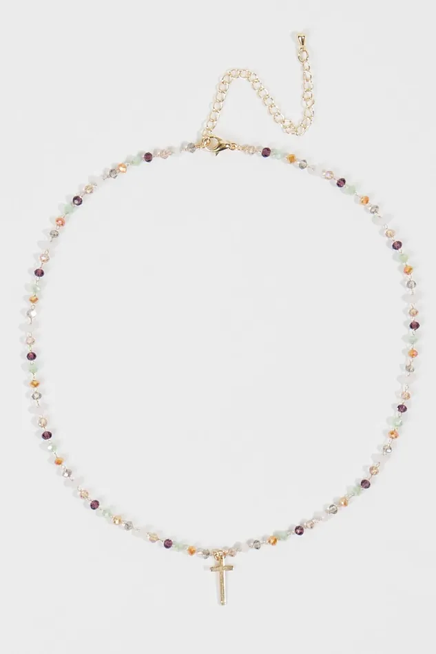 Altar039d State Dainty Colorful Beaded Cross Choker Necklace Women Jewelry