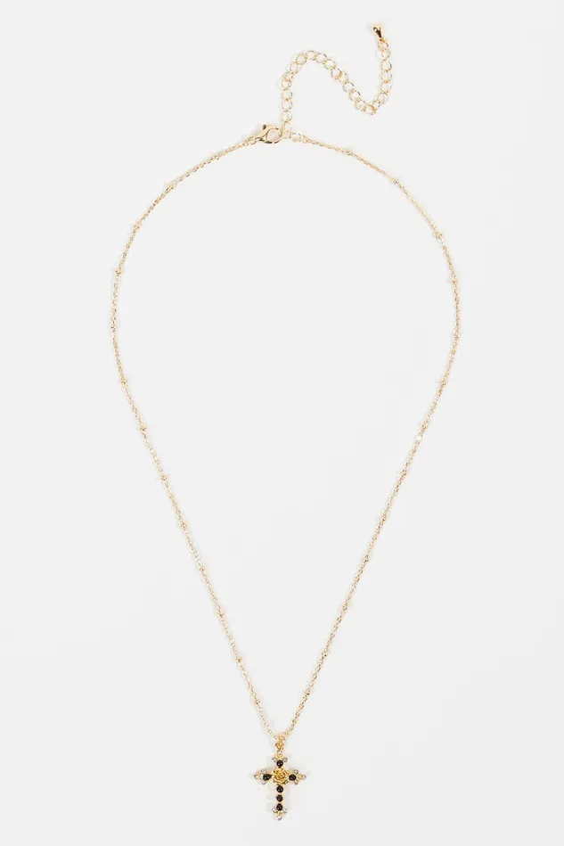 Altar039d State Dainty Rosette Cross Pendant Necklace Women Jewelry