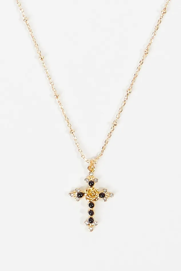 Altar039d State Dainty Rosette Cross Pendant Necklace Women Jewelry