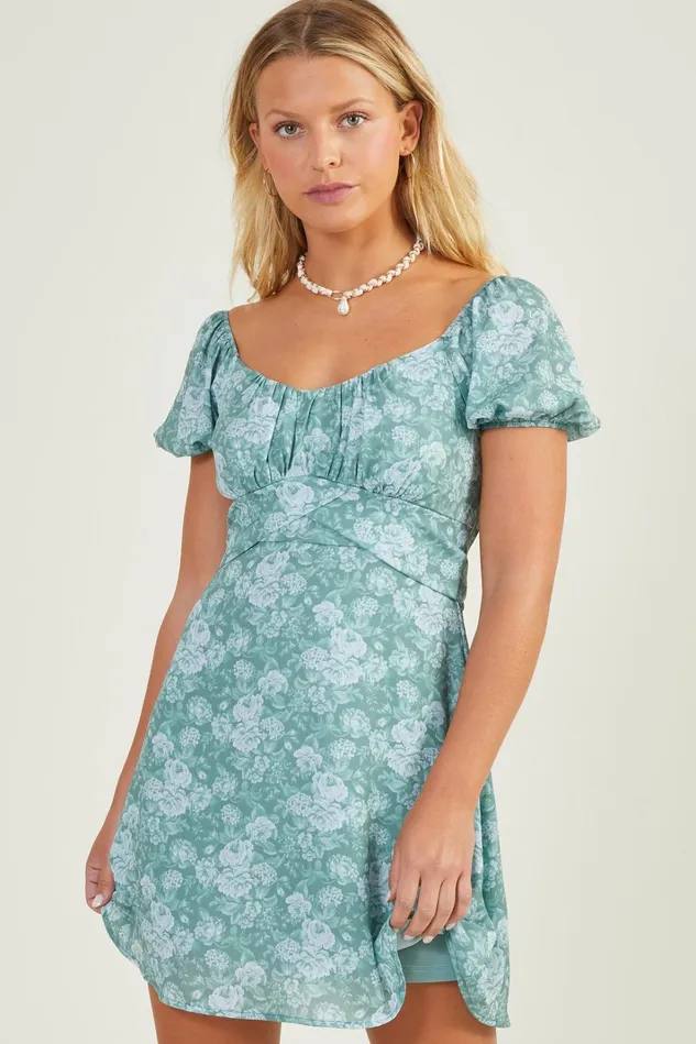Altar039d State Elsie Floral Puff Sleeve Dress Women Mini