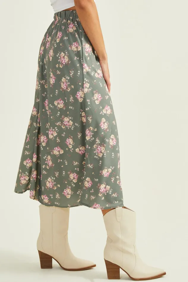 Altar039d State Emory Satin Floral Midi Skirt Women Skirts Skorts