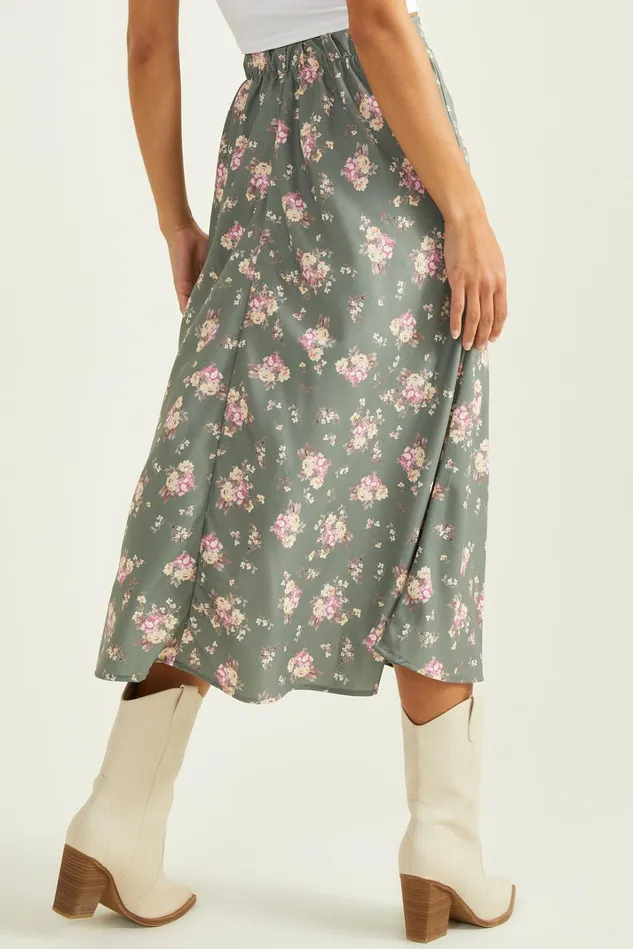 Altar039d State Emory Satin Floral Midi Skirt Women Skirts Skorts