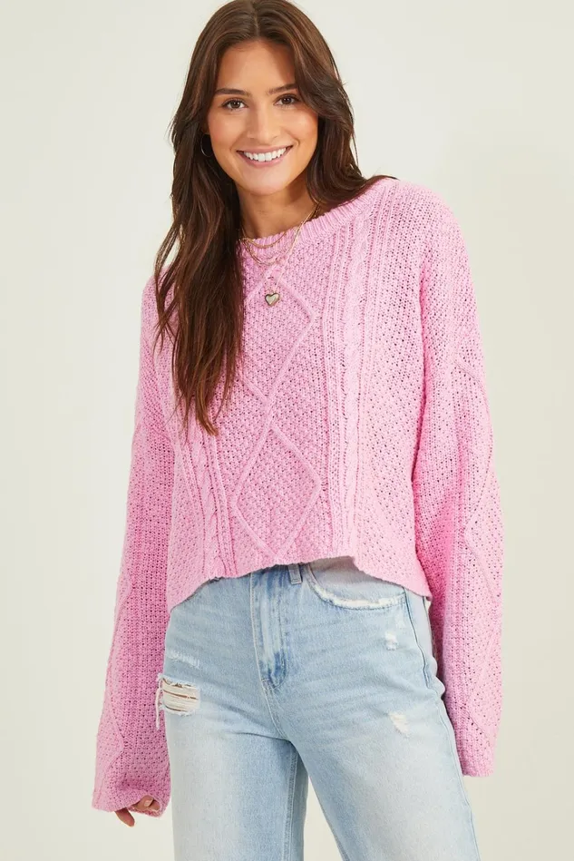 Altar039d State Erica Cable Knit Sweater Women Cropped Sweaters