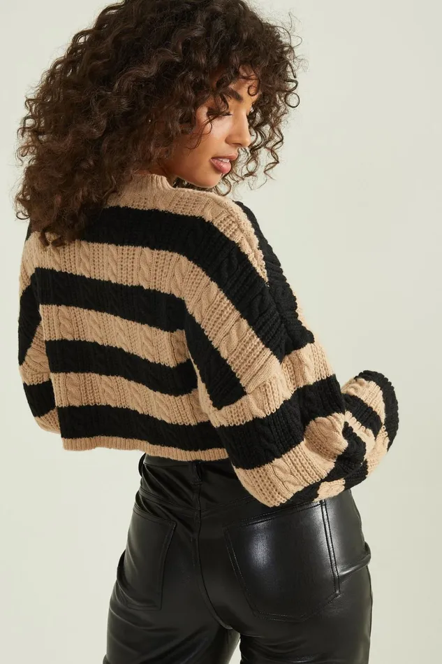 Altar039d State Jade Cropped Striped Sweater Women Sweaters