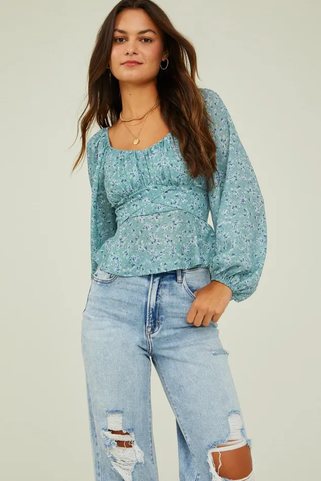 Altar039d State Karina Floral Tie Back Top Women Blouses