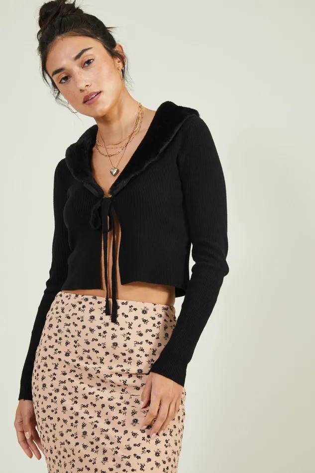 Altar039d State Kimberly Fur Collar Cardigan Women Cardigans
