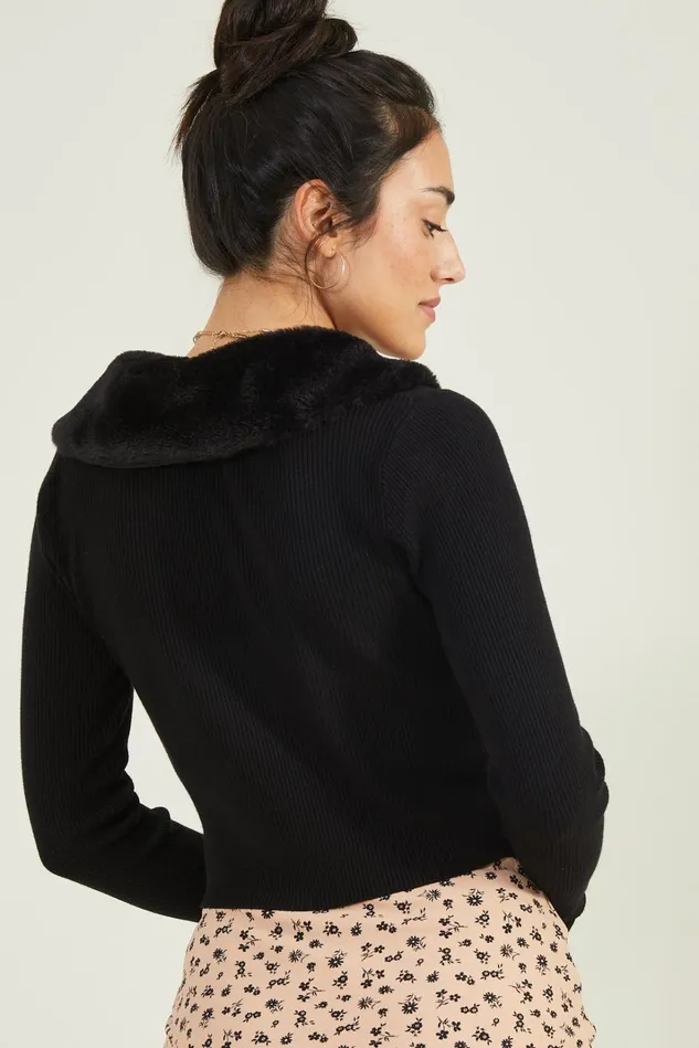 Altar039d State Kimberly Fur Collar Cardigan Women Cardigans