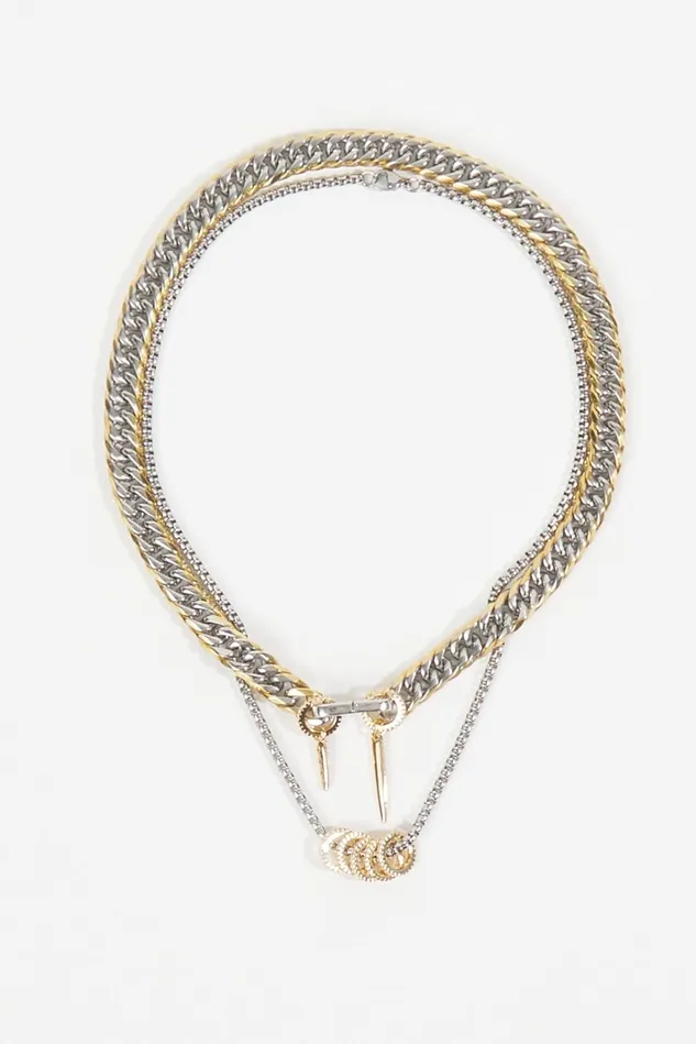 Altar039d State Layered Curb Chain Charm Necklace Women Jewelry